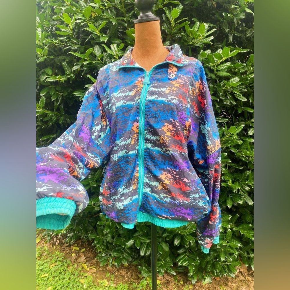ASO Stranger Things 80s Vintage Funky Dopamine Abstract Windbreaker Jacket